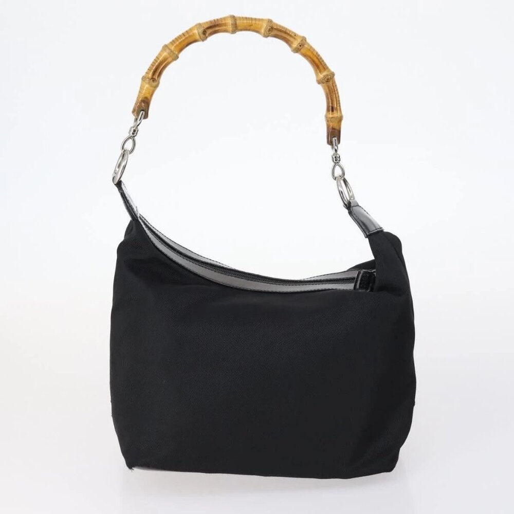 GUCCI Bamboo Jackie Shoulder Bag Nylon 6 Set Black Auth bs29393 - Picture 15 of 16
